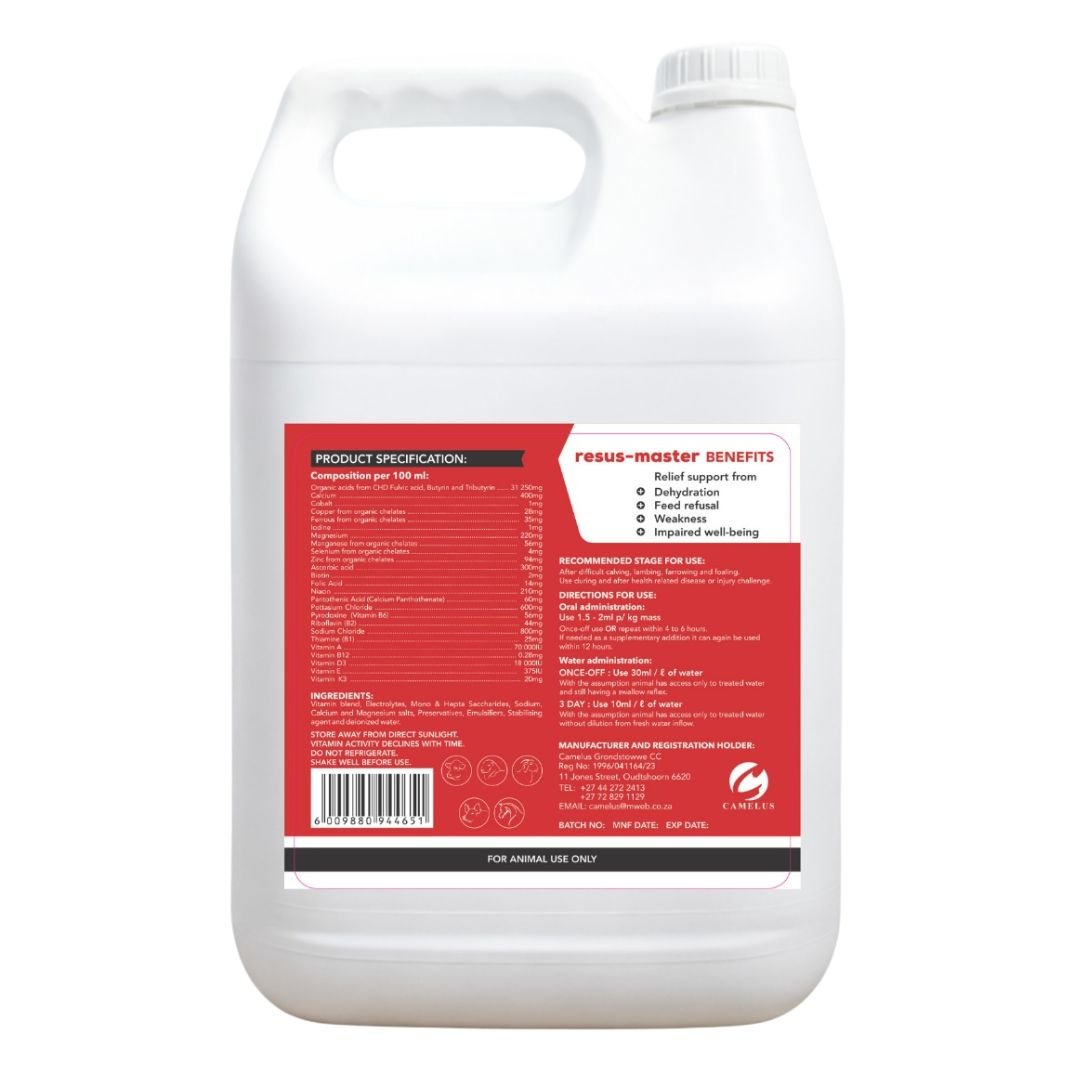 Resus-Master - Emergency Recovery, Vitality & Hydration Support for Livestock (5L)